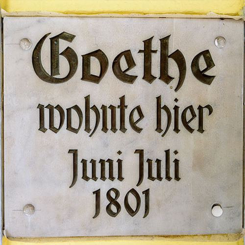 Schild: Goethe wohnte hier Juni Juli 1801